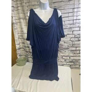 Women's Max Studio Blue Mini Dress Open Shoulder Size M